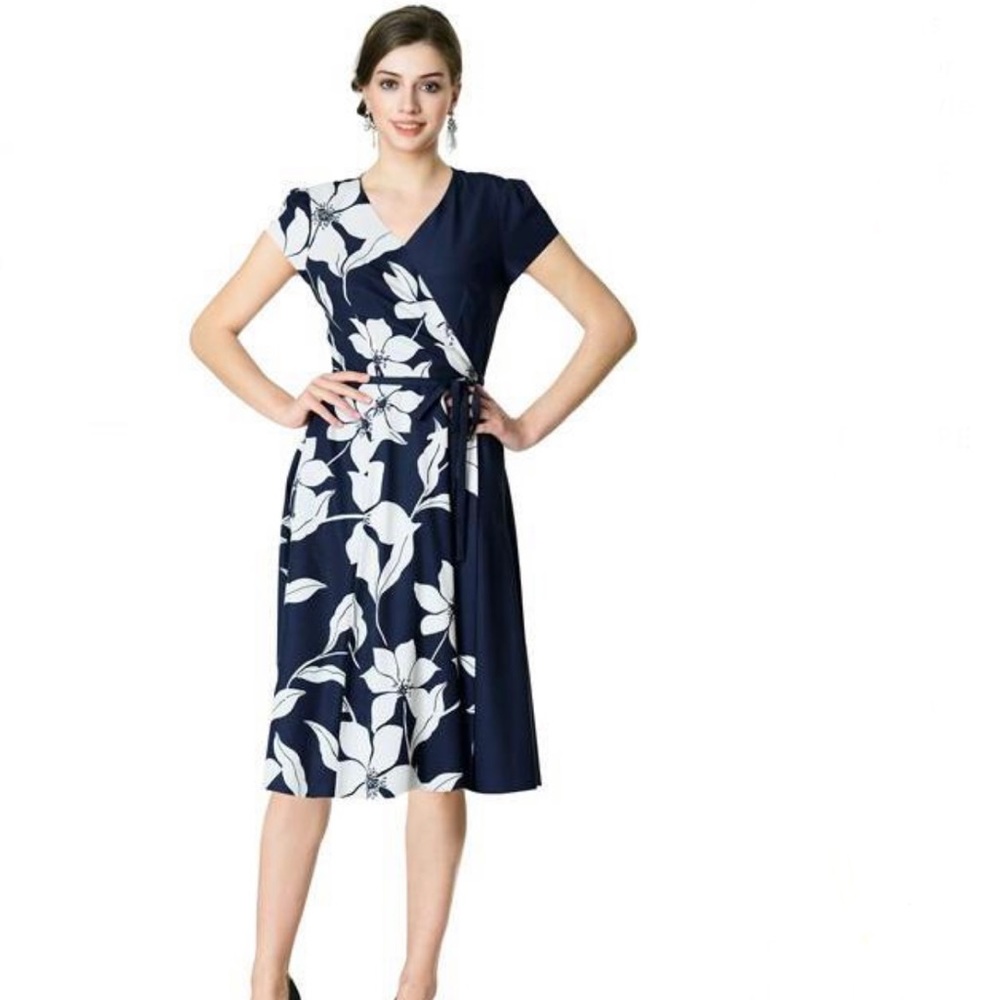 Eshakti floral crepe wrap dress (custom size)